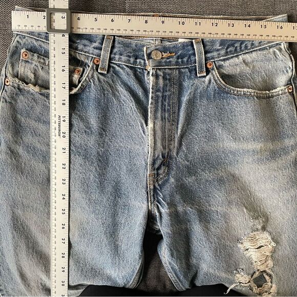 Vintage Levi’s 505 Men’s Blue Jeans 34x34 Y2K Thrashed Distressed Grunge Rocker - Picture 6 of 13